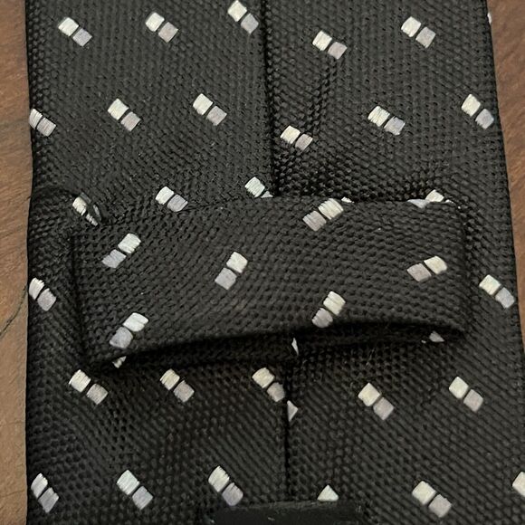 Tossido Black Gray 100% Microfiber Men’s Neck Tie - Picture 8 of 9